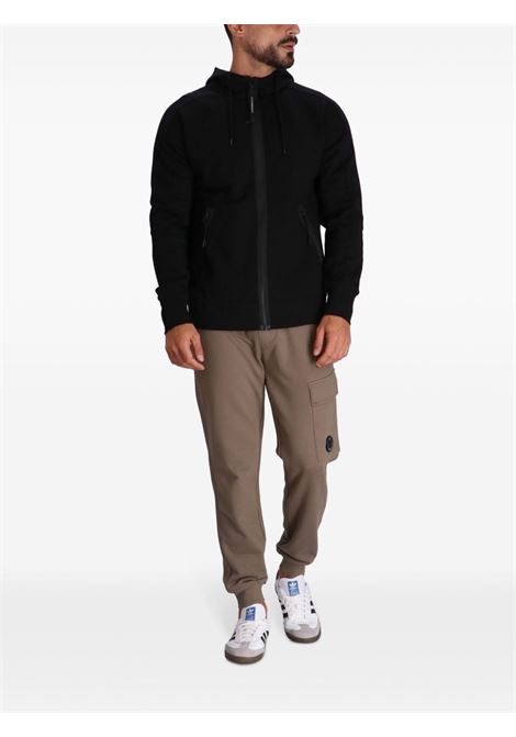 diagonal raised fllece google zip sweatshirt man black C.P. COMPANY | 18CMSS028A-005086W999